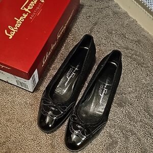 Ferragamo black suede flats